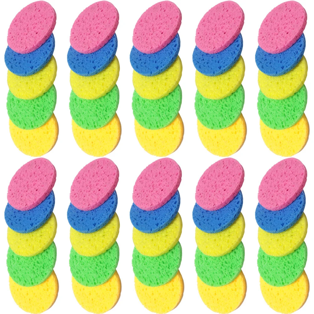 50 szt. Gąbek do oczyszczania twarzy, celluloseowych gąbek do demakijażu, złuszczających gąbek do pielęgnacji skóry, do mycia twarzy, puderki do pudru