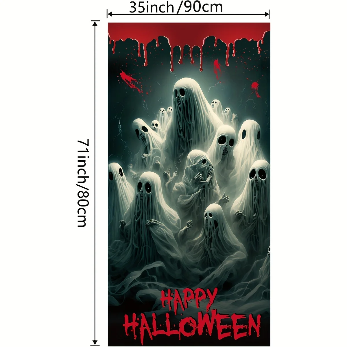 Spooky Halloween Door Cover with Scary Candle Design Durable 100D Polyester Perfect for Haunted House Decoration Door Curtain