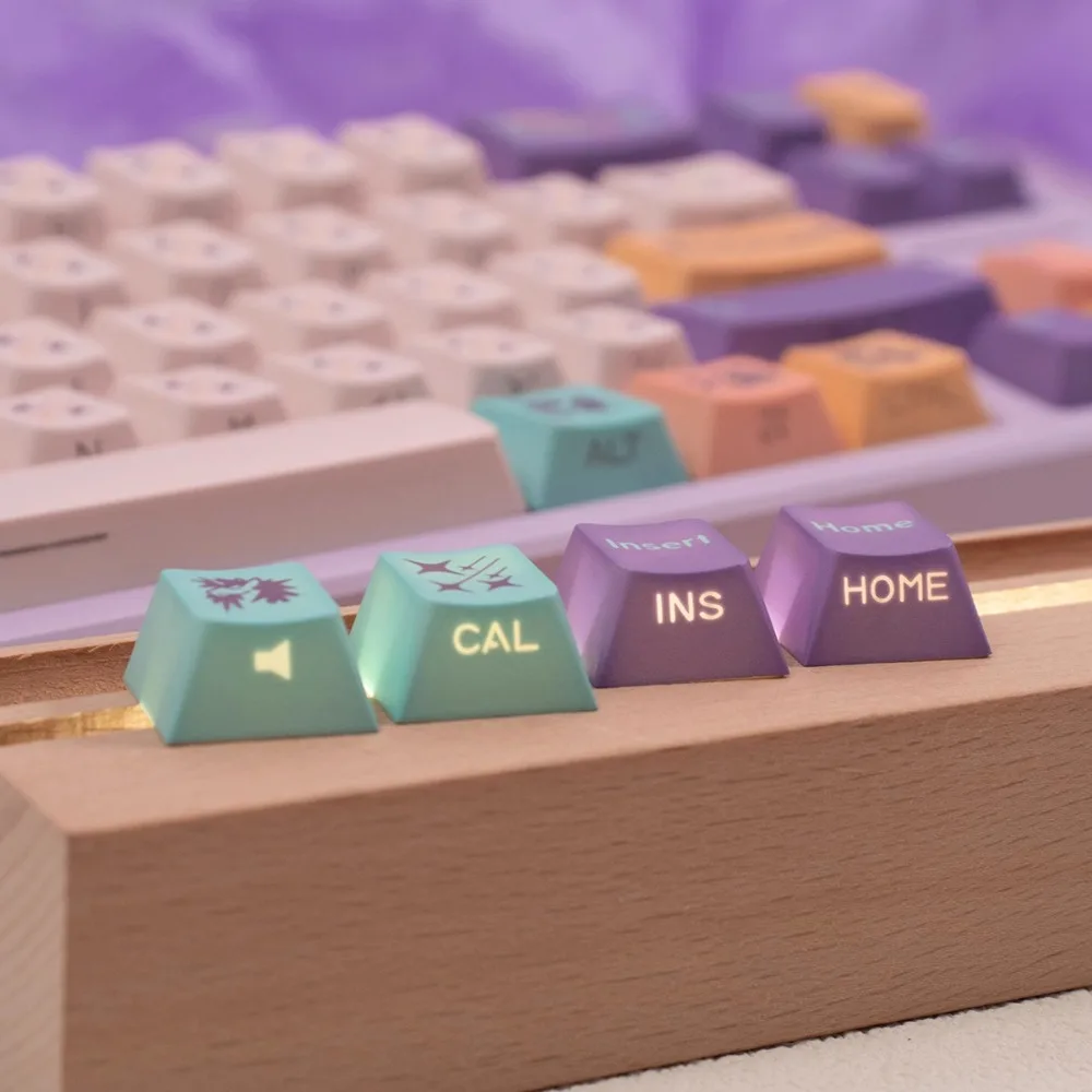 Glove Domikey Unicorn Keycap Set 129key PBT Custom Cute Translucent Keyboard Cap Cherry Profile Key Cap for Mechanical Keyboard