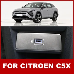 For Citroen C5X 2021 2022 2023 Interior Accessories Rear USB Covers Trim Frame Car Decoration Stainless Steel
