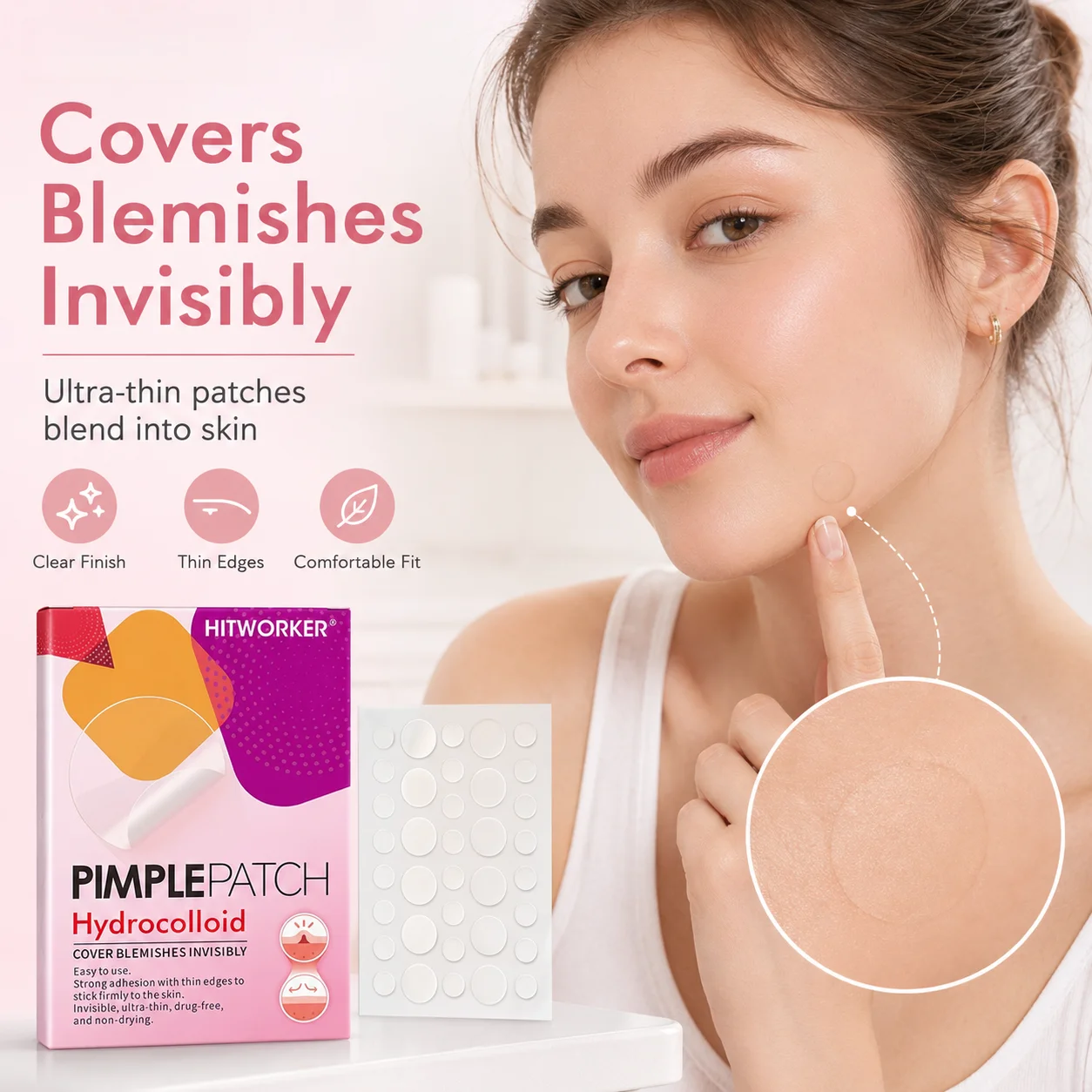 Transparent Colloidal Acne Patch - Alcohol-Free, Non-Irritating, High Quality Salicylic Acid and Tea Tree Oil Acne Patch view 6