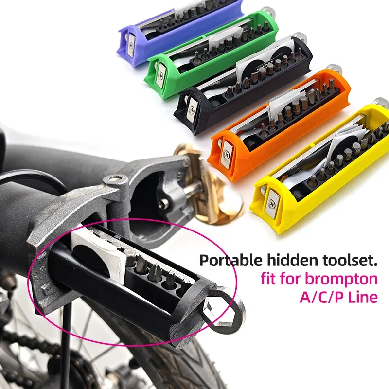 Bicycle Hidden Repair Tools Outfit For Brompton Magnet Frame Inner Storage Bag And Wrench Mini Bicycle Mounting Repair Tool Box