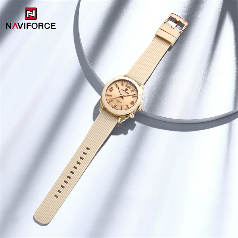 Naviforce relógios para mulheres elegantes senhoras moda criativa pulseira de silicone relógio de pulso de quartzo à prova dwaterproof água relogio feminino