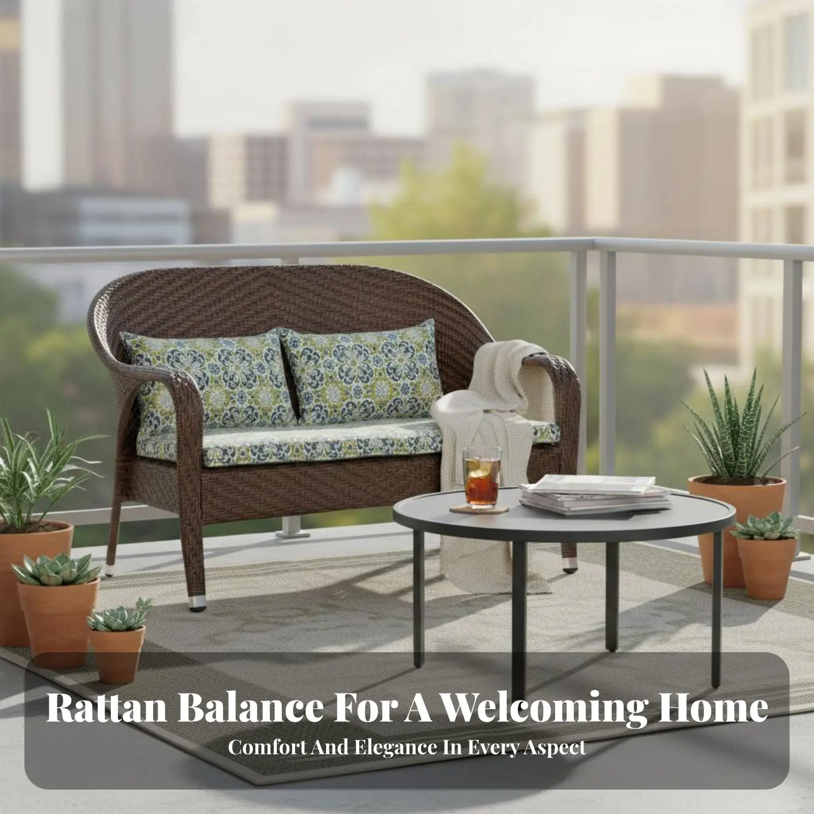 

Комплект садовой мебели из 4 предметов с мягкими подушками, ручной работы, с прочным каркасом и глубоким сиденьем, для балкона, заднего двора