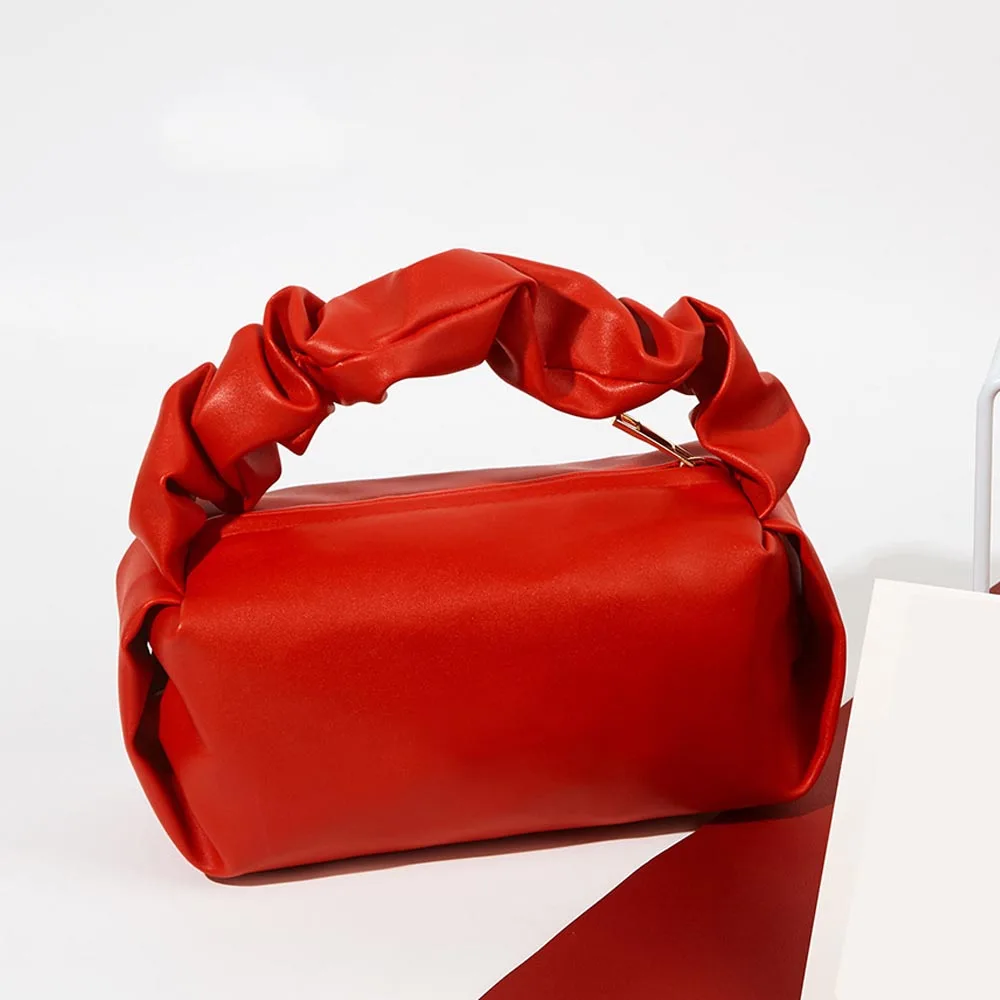 

Плиссированная косметичка большой вместимости, портативная сумка для вечеринок, красная свадебная сумочка-клатч, дорожная водонепроницаемая косметичка из ПУ