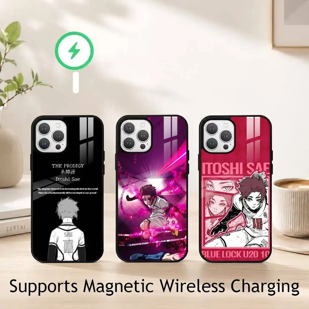 

Anime Blue locks Itoshi Sae Phone Case For iPhone17,16,15,14,13,12,11 Plus,Pro Supports Magnetic Wireless Charging