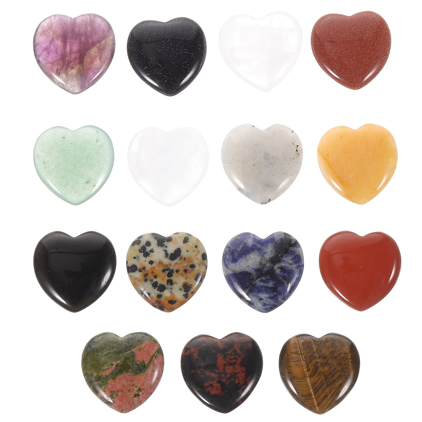 15 Pcs Stone Crystal Decoration Display Ornaments Hearts Shaped Decors Office Table Stones for Home