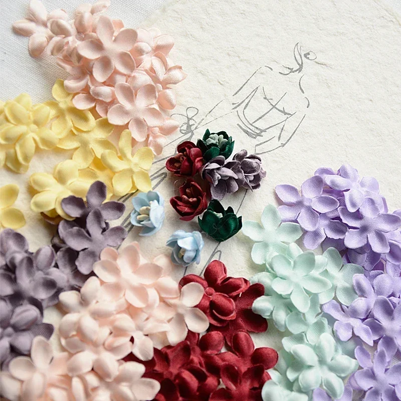 3D Satin Embossed Petals for Wedding Dress, Handmade Flower Materials, Hair Accessories, Diameter 2.3cm, RS3055