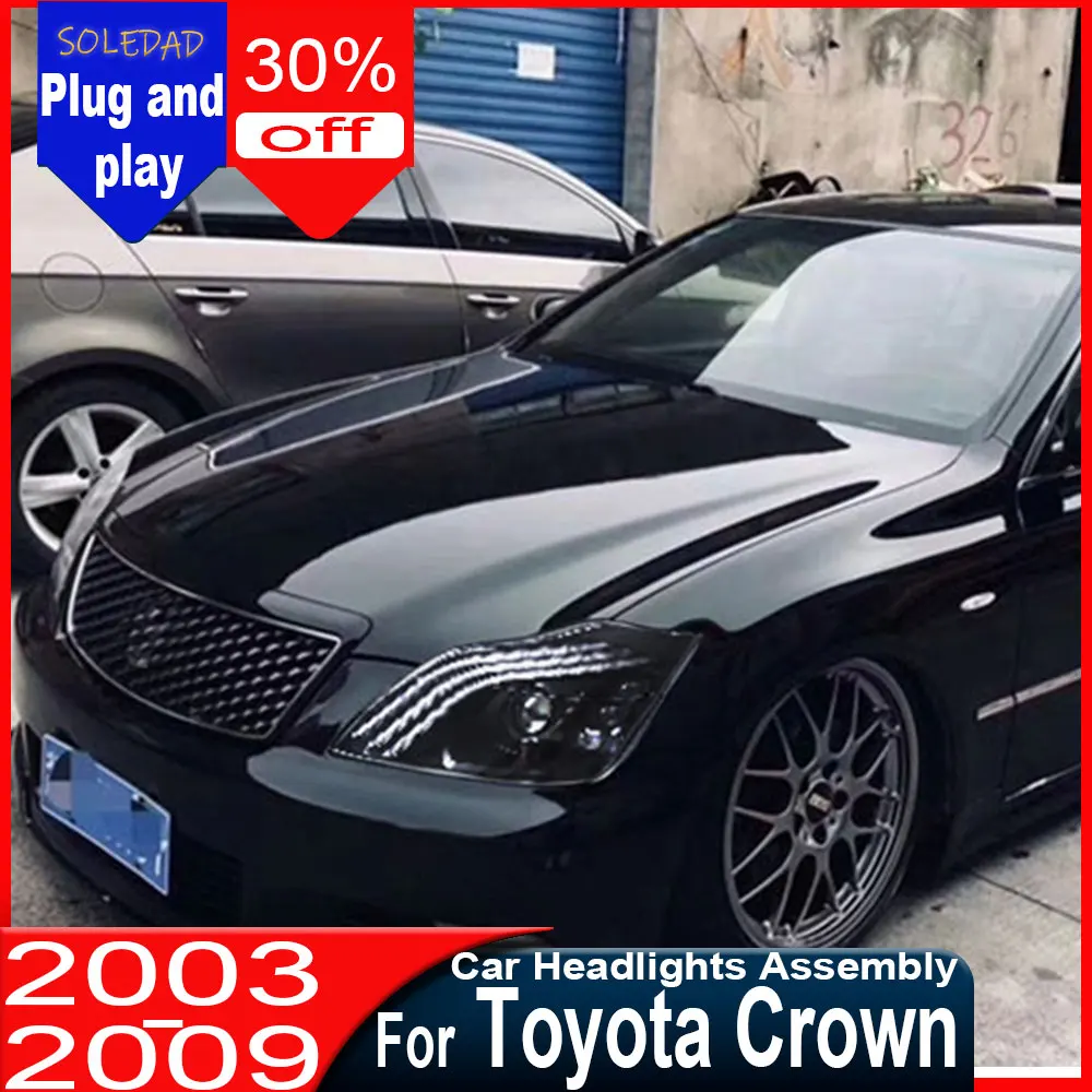 Car Headlights for Toyota Crown 2003-2009 Headlights Assembly 12 Generation Crown Modified LED Day Running Lights