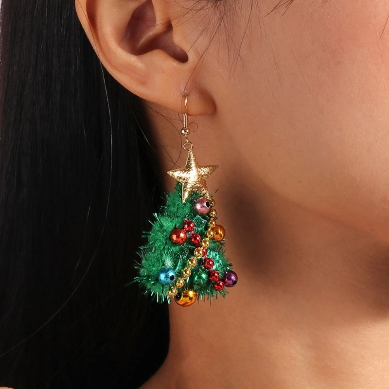 2023 New Fashion Christmas Tree Pendant Earrings Unique Charm Dangle Earrings Alloy Jewelry Birthday Gift for Women Girls