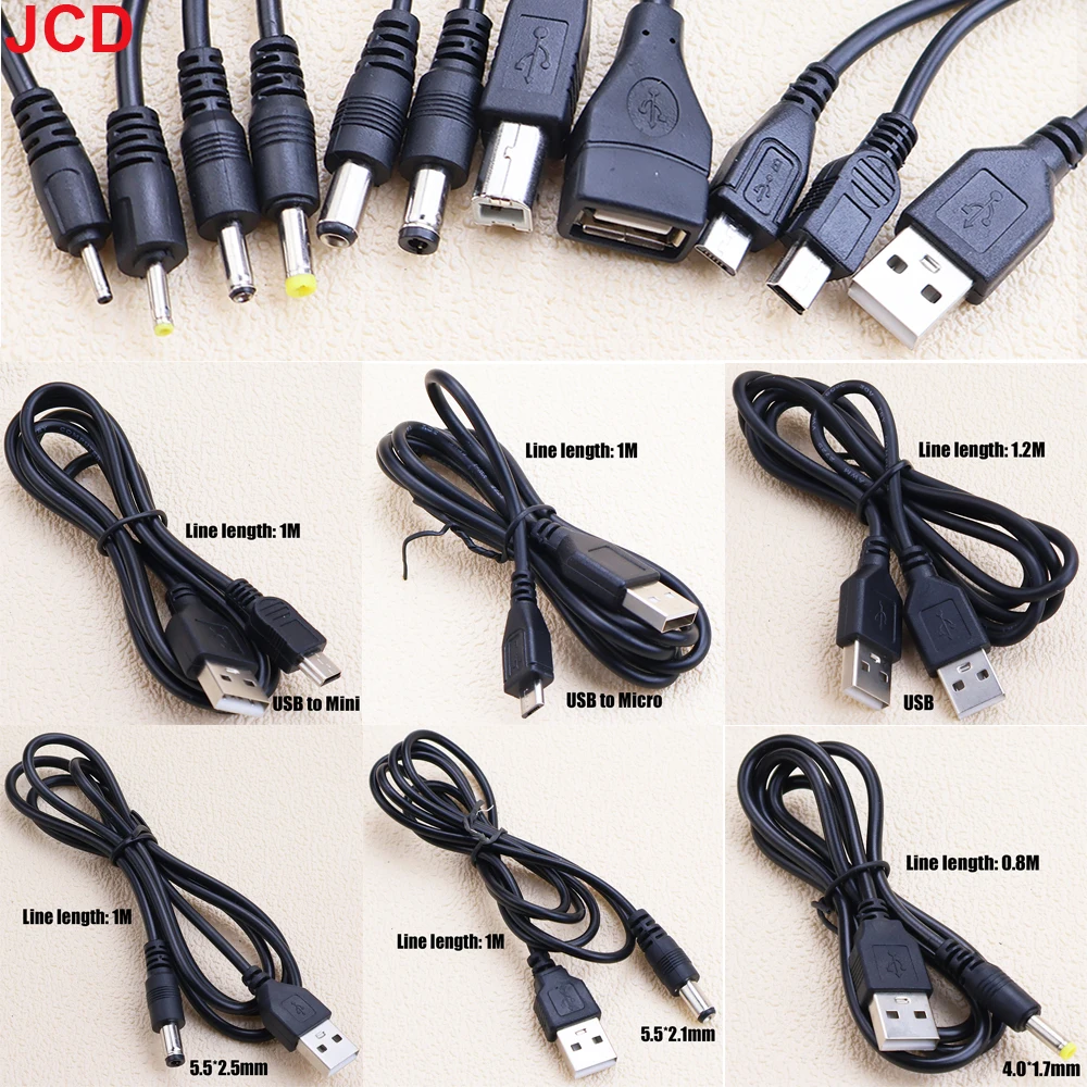 USB To Mini Micro DC3.5*1.35mm/2.0*0.6mm/2.5*0.7mm/4.0*1.7mm/5.5*2.1/5.5*2.5mm Plug Jack DC 5V Power Extension Cable Connector