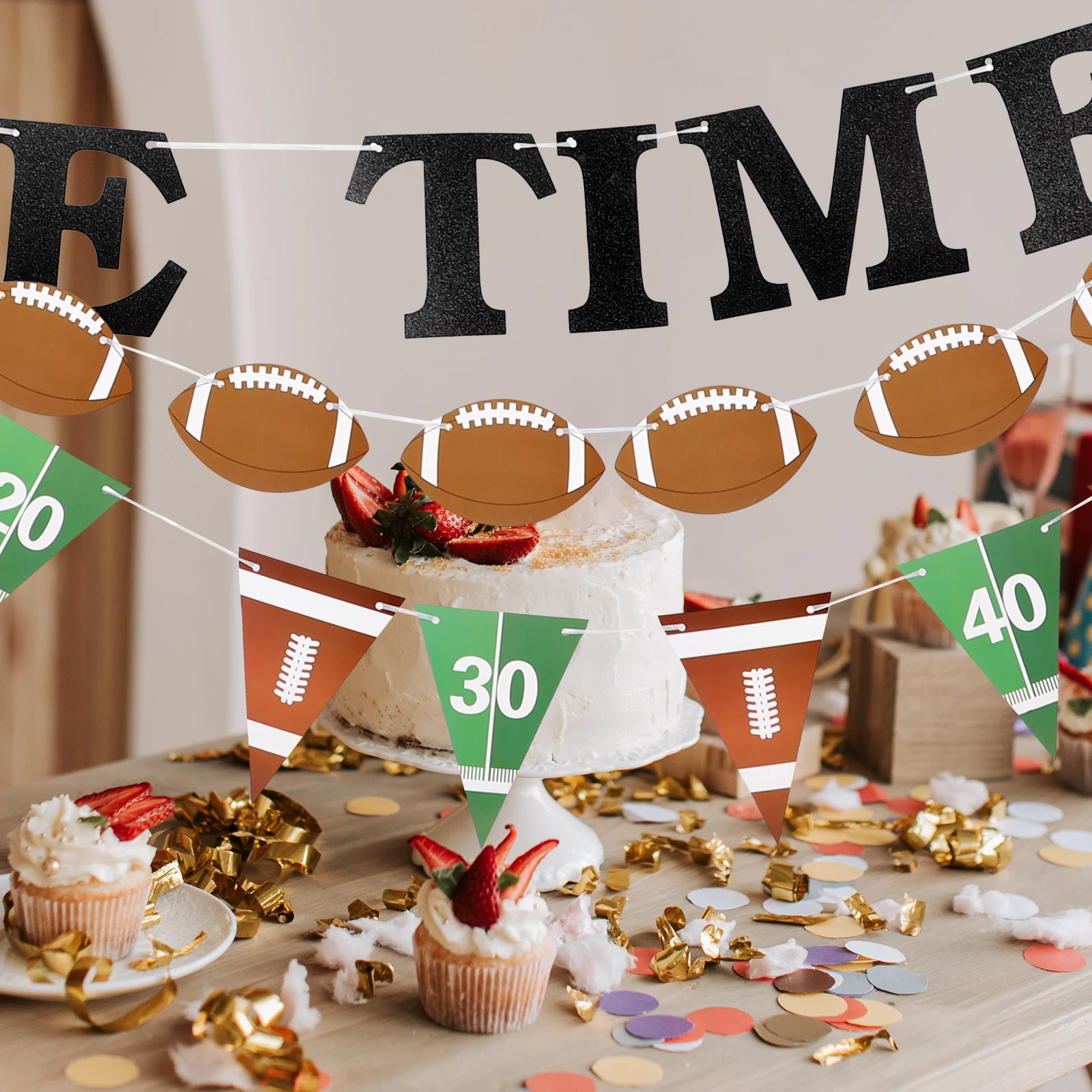 

3 set 3 Sets Football Party Decorations Hanging Banner Supplies Themed Birthday Wall Decor Paper Lightweight Durable Festive