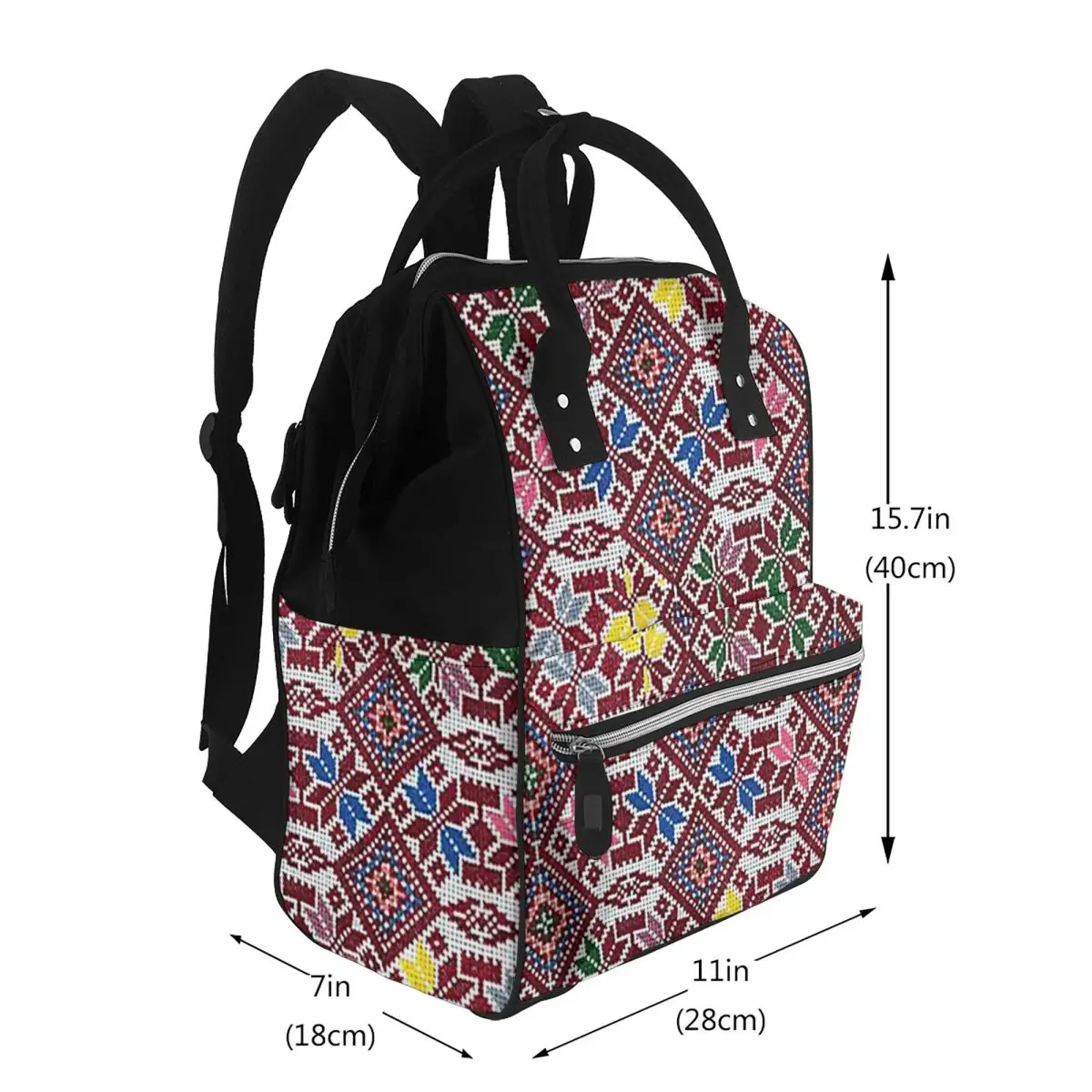 Embroidery The Palestinian Traditional Tatreez Student Backpack School Bag Hiking Travel Daypack for Men Women Bookbag
