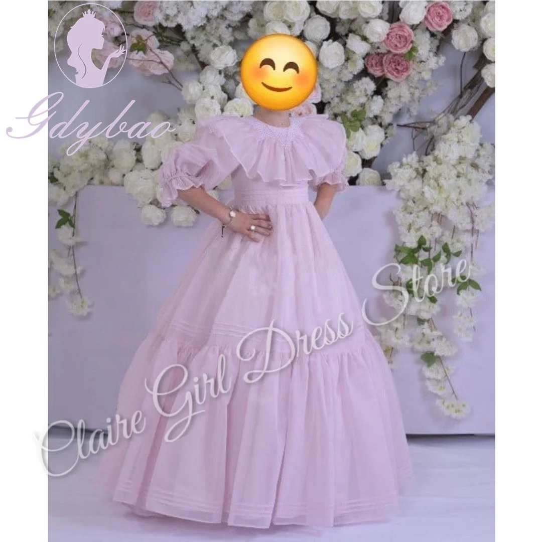 Personalizado princesa vestidos da menina de flor para o casamento o-pescoço até o chão sessão de fotos crianças festa de aniversário primeira comunhão vestido