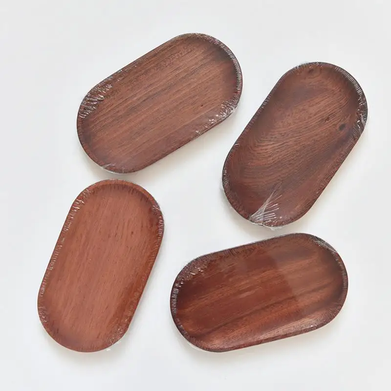 Wood Serving Platter Oval Wooden Decorative Serving Tray Natural Wood Counter Tray for Restaurant Home Coffee Shop Work