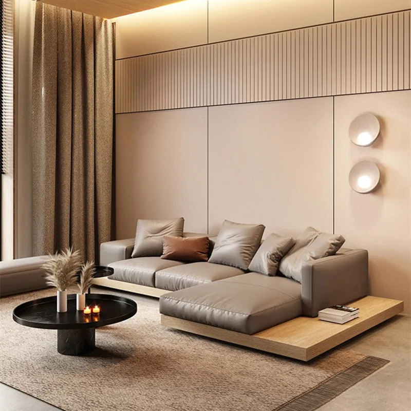 Modern Italian Japanese minimalist sofa Modern light luxury villa Large flat layer wabi-sabi designer combination sofa