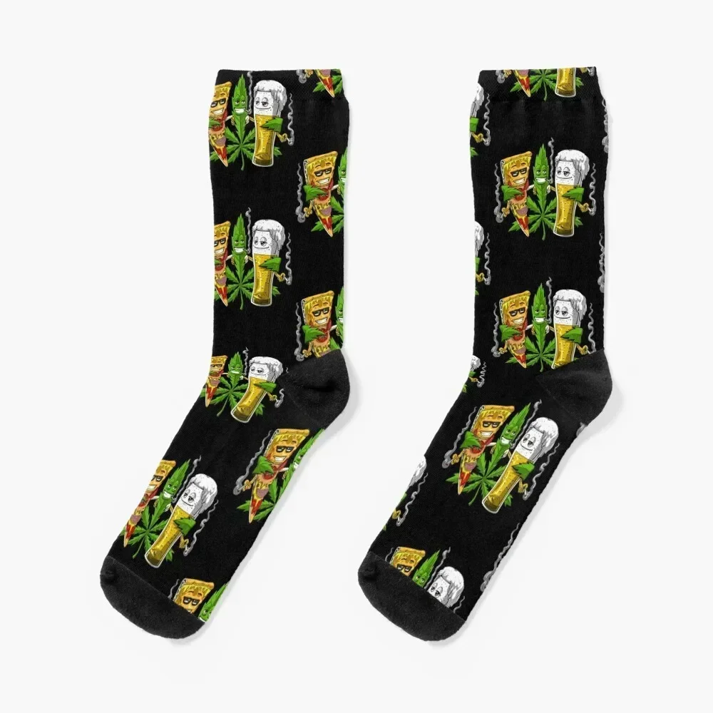 Weed Beer Pizza Party Socks gym christmass gift Socks Ladies Men's