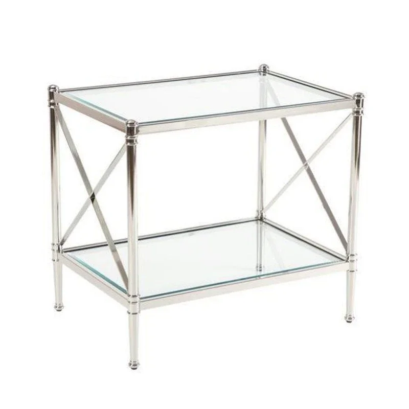 

American postmodern light luxury stainless st eel coffee tab le/hote l/villa model ro om so ft decoration