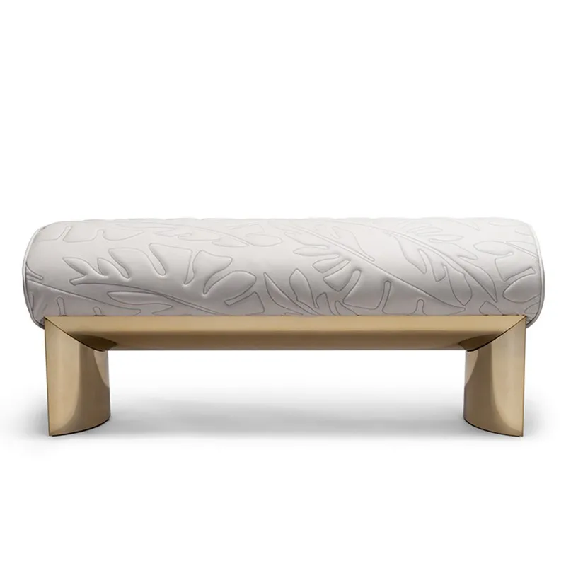 Light luxury household door shoe changing stool, stainless steel sofa low stool