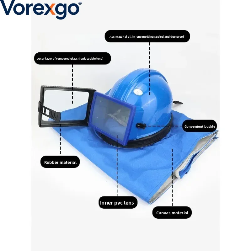 Air-conditioned Oxygen Sandblasting Helmet Flat Glass Lens Sandblasting Protective Clothing Thermostat