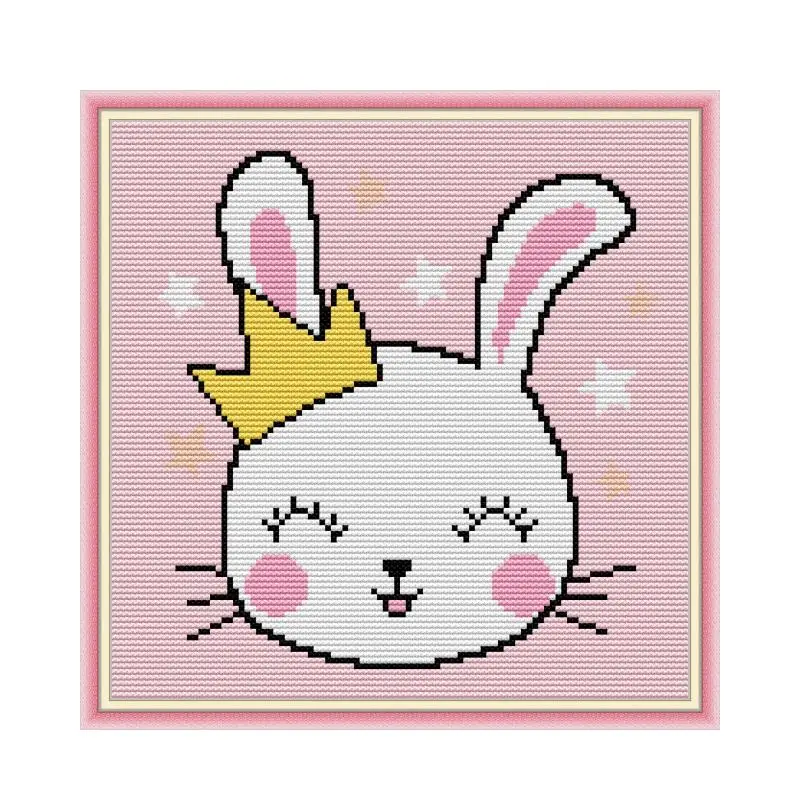 

Набор для вышивки крестом Crown Shy Bunny, вышивка крестиком, вышивка крестиком, холст, сделай сам, ручная работа, 14 карат, 11 карат