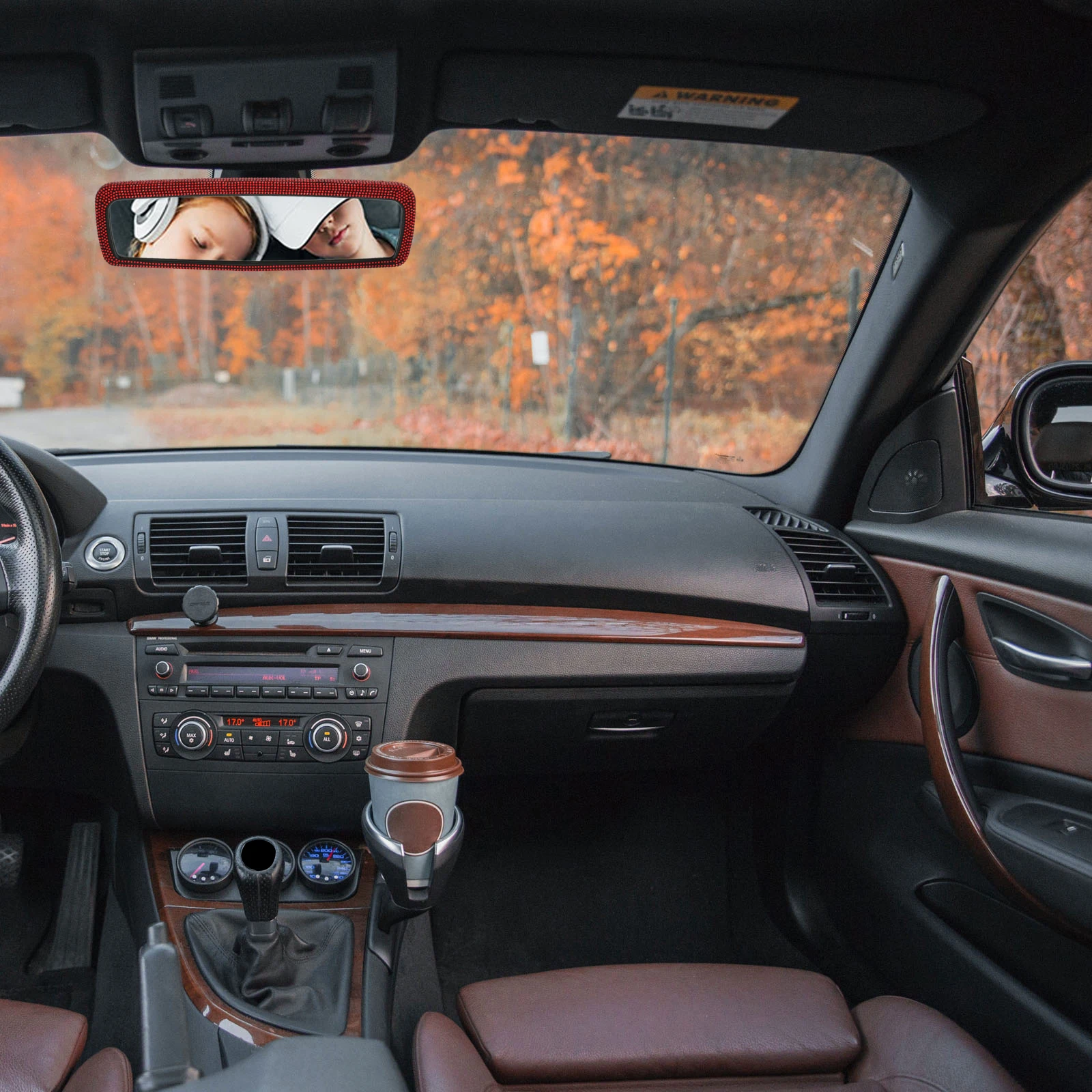 

Rhinestone Rearview Mirror Car Durable Lightweight Glass Plastic Bling Car Accessories Reduce Blind Spot Safe