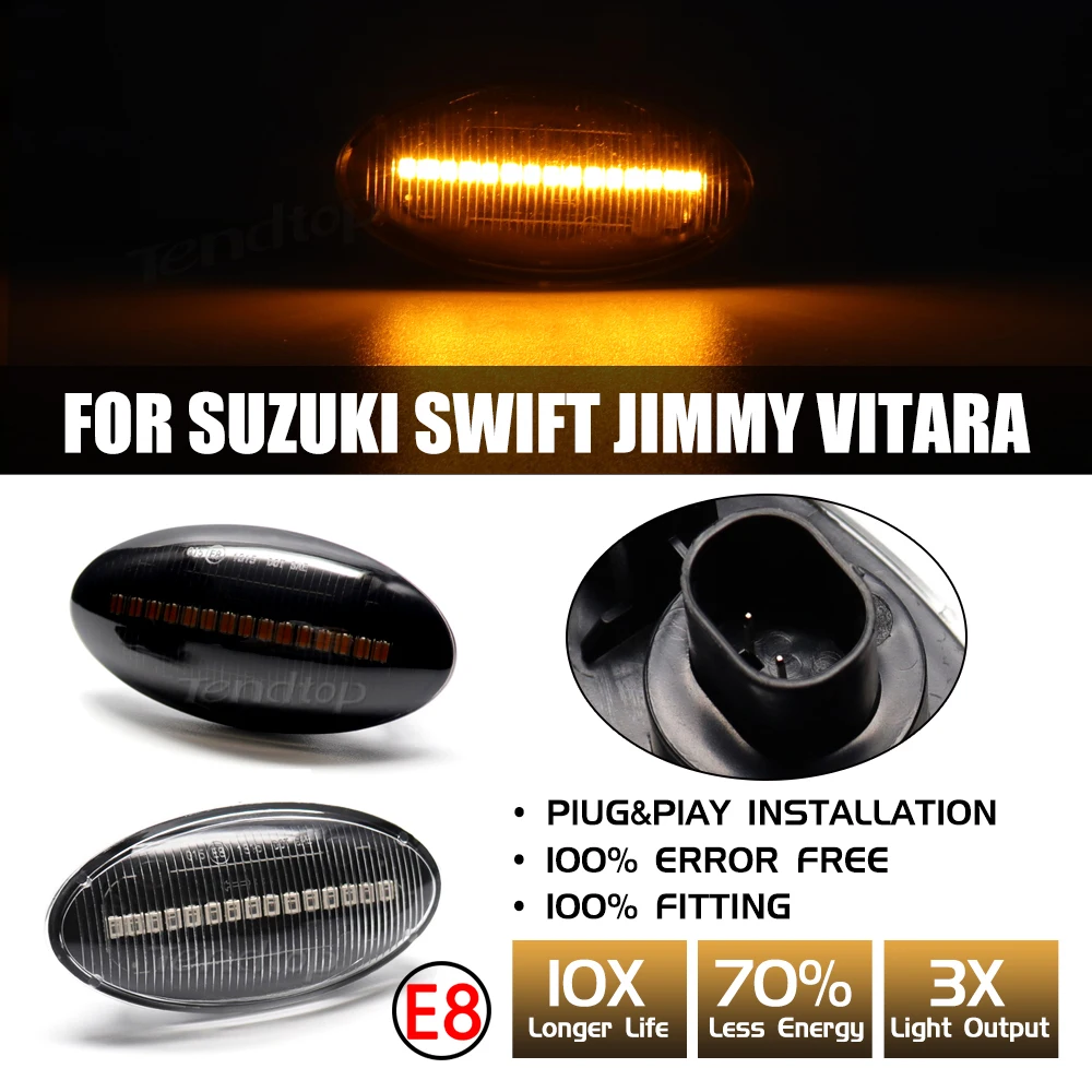 Luz LED de posición lateral dinámica, lámpara de señal de giro para Suzuki Grand Vitara Vtarai Jimny Swift SX4 SCross APV Arena XL7 Alto