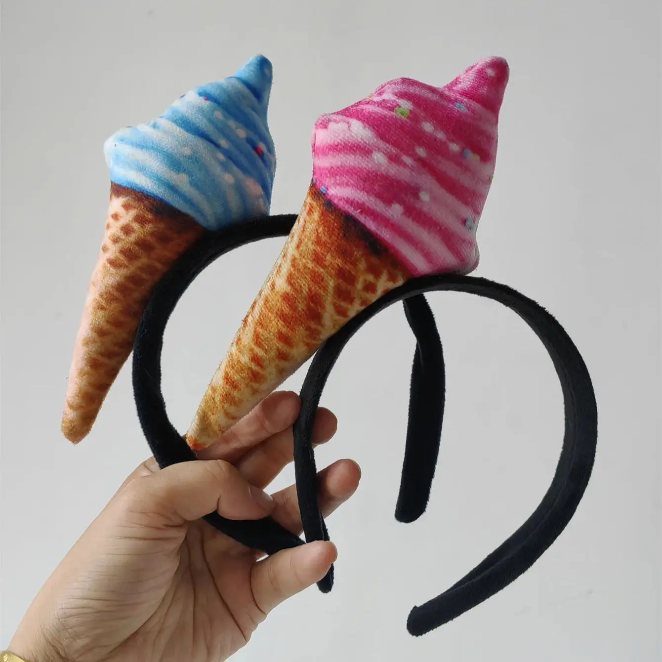 2 Pcs Ice Cream Headband Cone Dessert Hair Accessories Food Bopper Mini Headpiece Women Hairpin Lovers