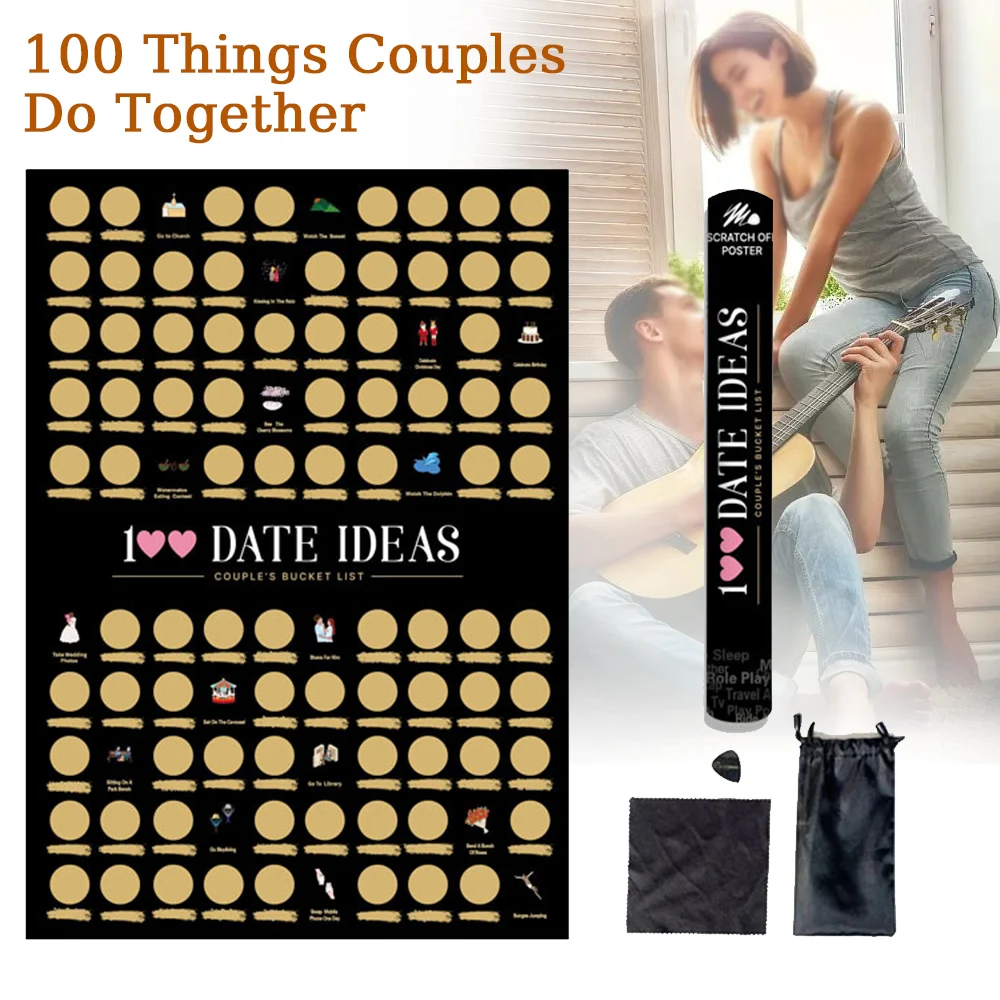 

The Love Game Scratch Off Poster 100 Things To Do Between Couples Couples Date List Valentine's Day Gifts Wall Mounted Poster