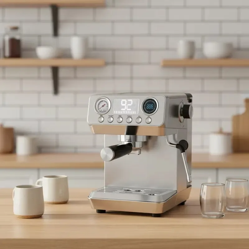 STLF Multifunctional three-screen display retro button coffee machine, intelligent temperature control and pressure control,