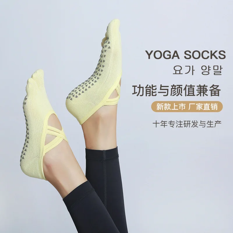 Women Five Finger Yoga Socks Professional Silicone Anti-slip Ballet Pilates Sock Women Indoor Breathable Bandage Yoga Sport Sock