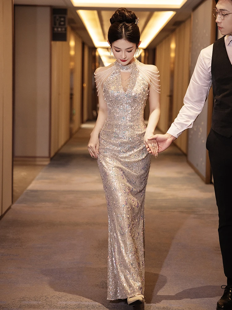 

Вечернее платье Ele Fi Tail для женщин: роскошное, элегантное, для корейских свадеб и торжественных ужинов в новом году