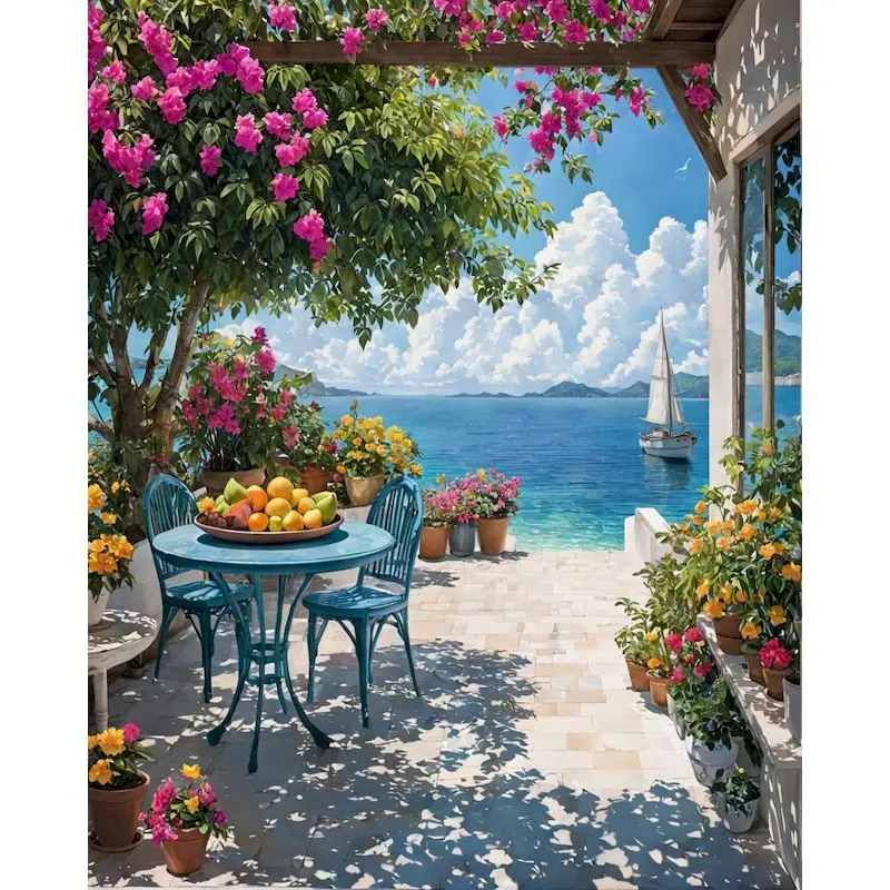 

GATYZTORY Paint By Number Seascape Drawing On Canvas Sea DIY Pictures By Numbers Landscape Kits Hand Painted Painting Home Decor
