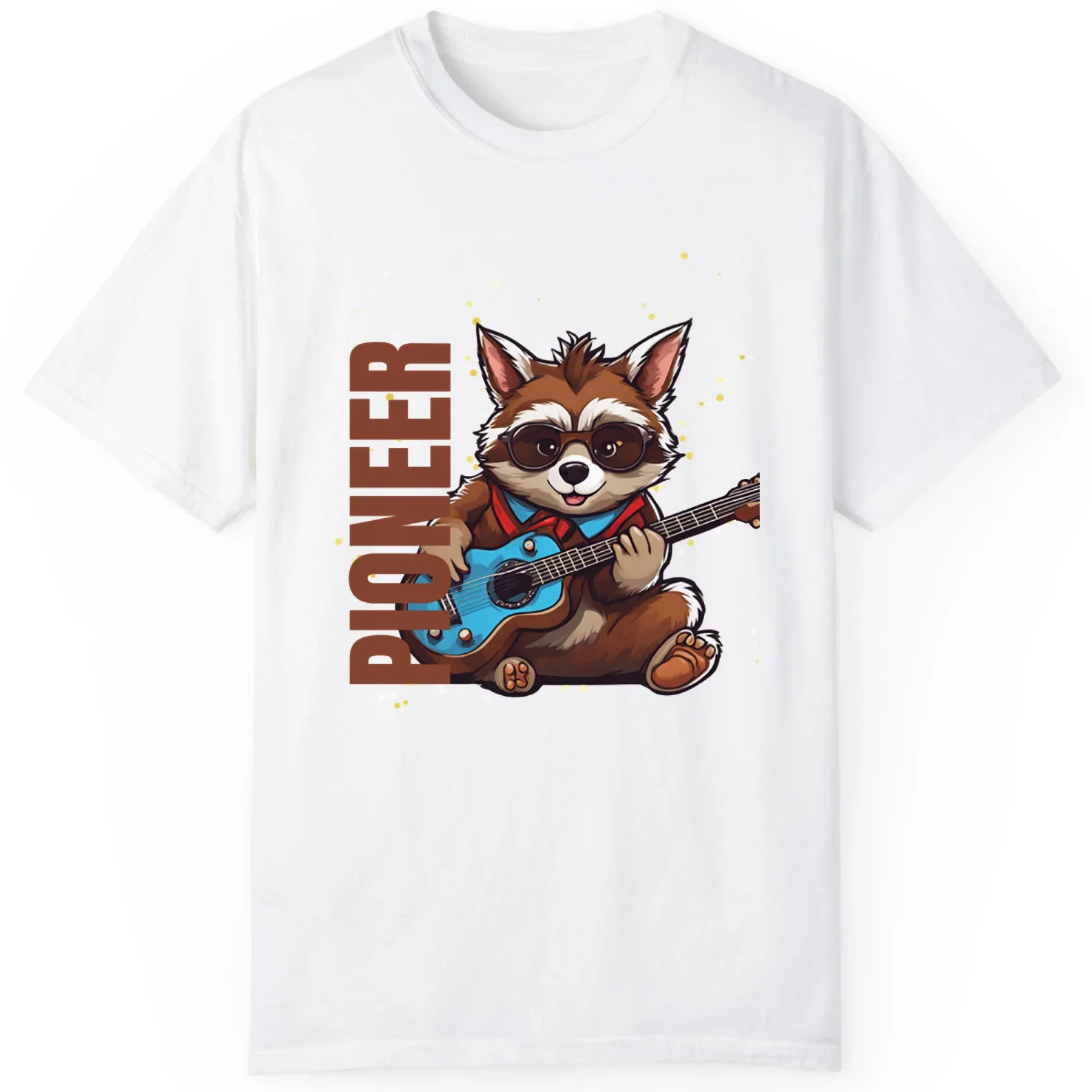 Baby Baccoon Play Guitar Pioneer Day Best Gift Mens And Ladies T-Shirt