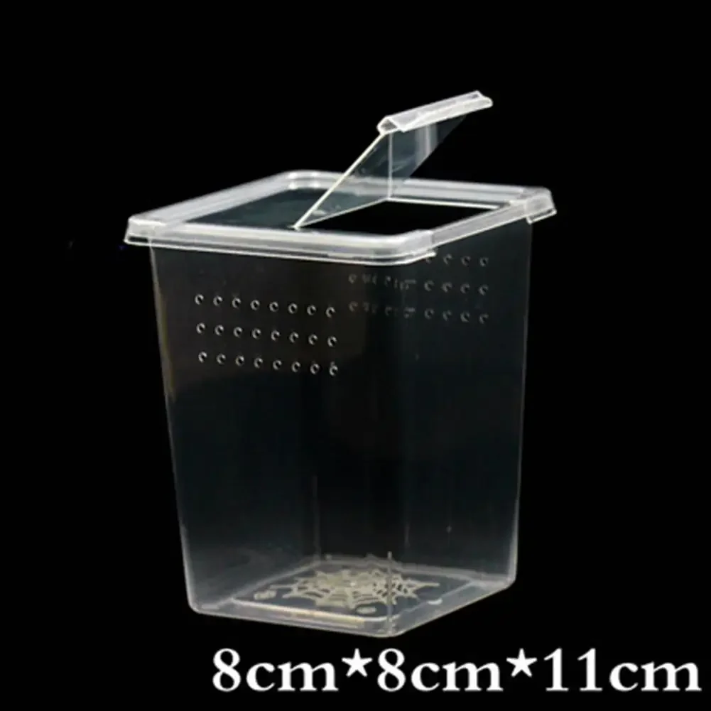 Lizard Reptile Breeding Box With Flip Cover Transparent Breathable For Frogs Snake Spider Portable Reptile Terrarium Habitat