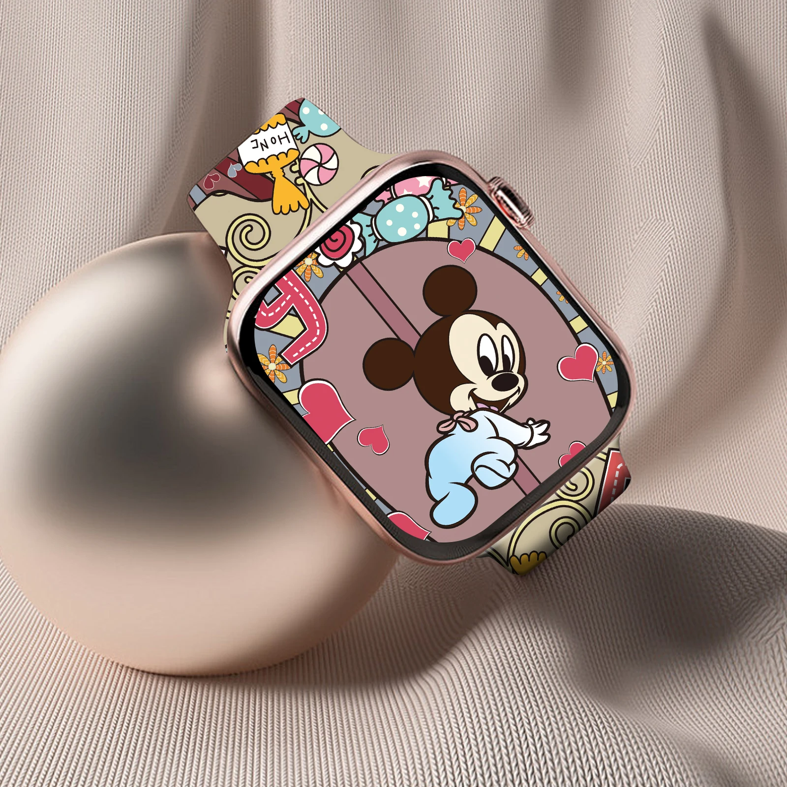 

Disney Print Strap for iWatch 11 10 9 8 Silicone Band Replaceable Bracelet for Apple Watch 46mm 44mm 42mm 41mm Watchband