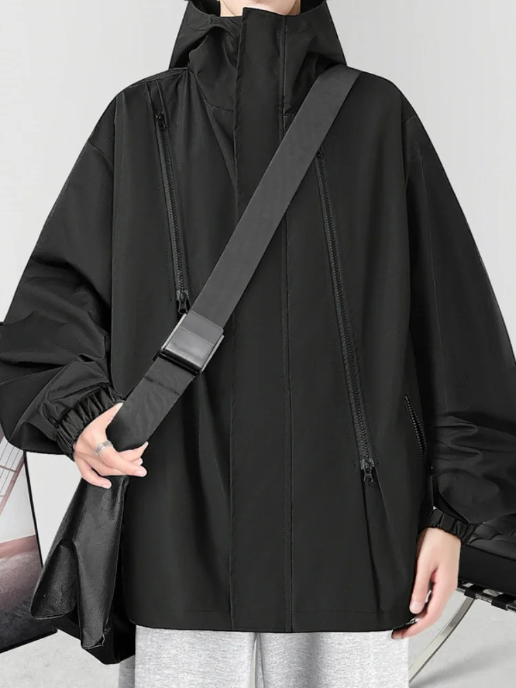 

Мужская демисезонная куртка-ветровка для активного отдыха с декоративной молнией, повседневная спортивная куртка в американском функциональном стиле