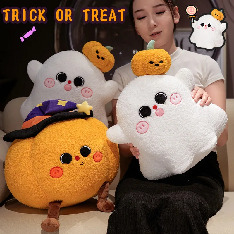 35/38cm Halloween Ghost Pumpkin Plush Doll Cute Stuffed Toys Kawaii Room Decoration Soft Sofa Decor For Kids Birthday Xmas Gifts