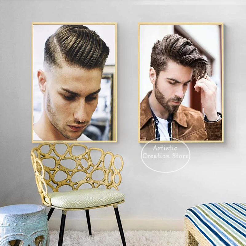 Men Hairstyle Models Poster Hair Hairdressing Canvas Painting Art Hairdresser Barber Shop Wall Art Prints Picture Salon Decor