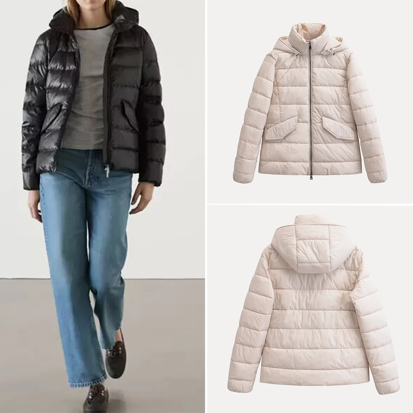 

Z Women's Hooded Jaet 2025 Autumn New Sle Stand Fit ort Coat Long Sve Zipper Closure Daily Wear Ladies Coat