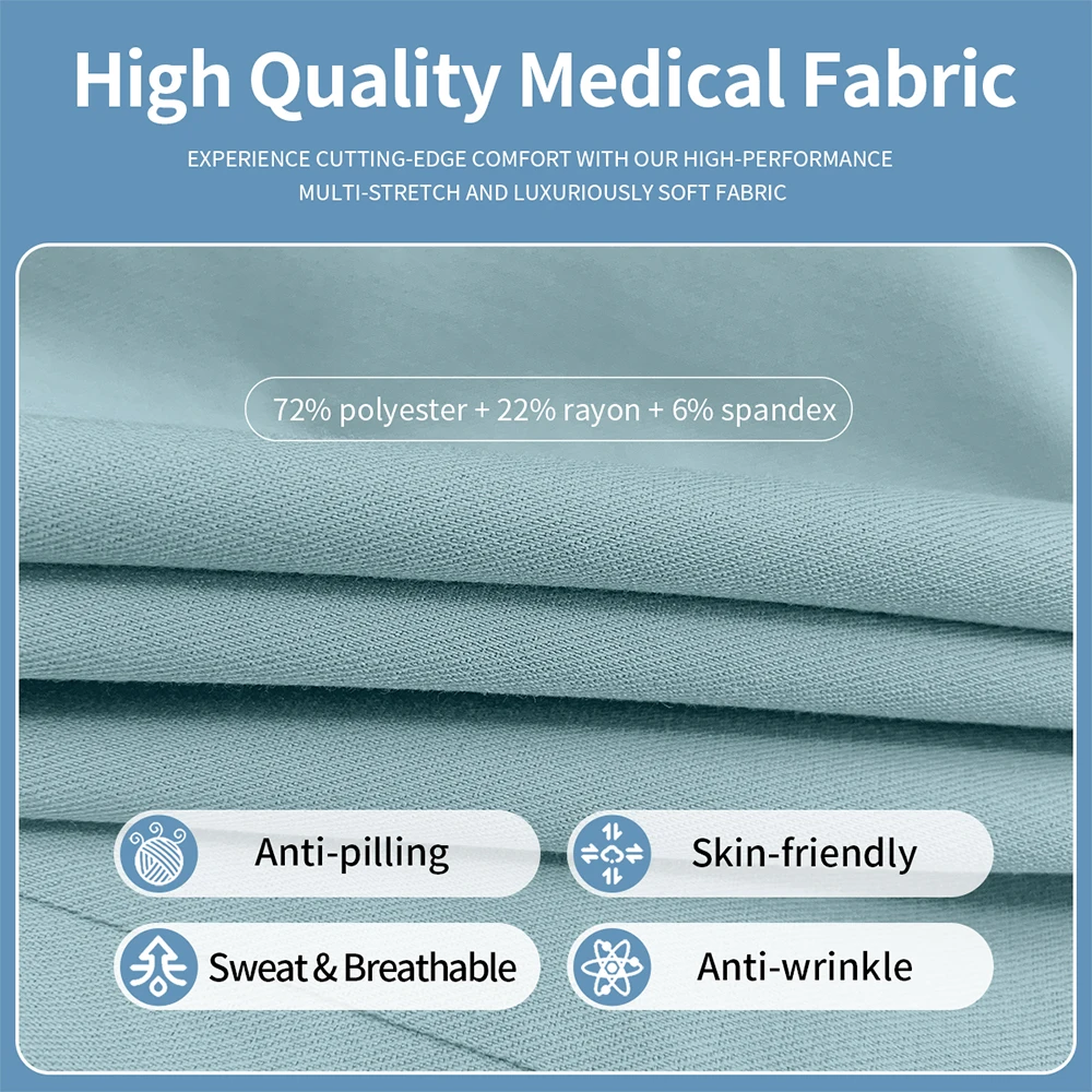 고급 신축성 허리밴드 병원 바지 간호사 스크럽 바지 애완동물 미용 작업 바지 드로스트링 스트레이트 레그 치과 수술 바지