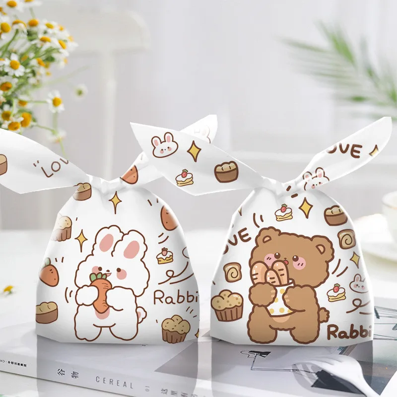 

50Pcs 14x23cm Cartoon Animal Rabbit Ears Candy Snack Bags Gift Festive Children Birthday Party Gift Packaging