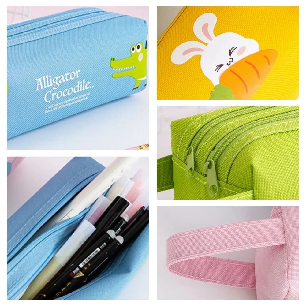 

Cute Large Capacity Pen Bag Double-layer Cartoon Pencil Bag Portable Multifunctional Pen Case Student Supplies
