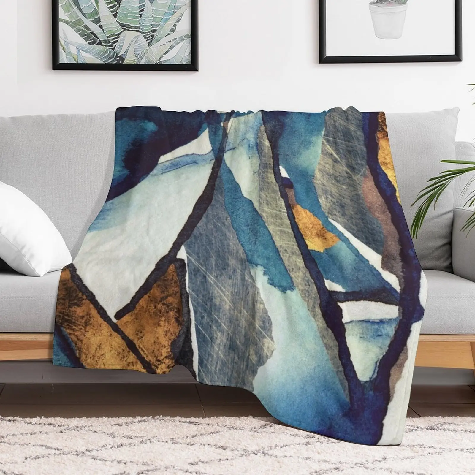 Cobalt Abstract Throw Blanket Bed Fashionable Large blankets and throws Blankets