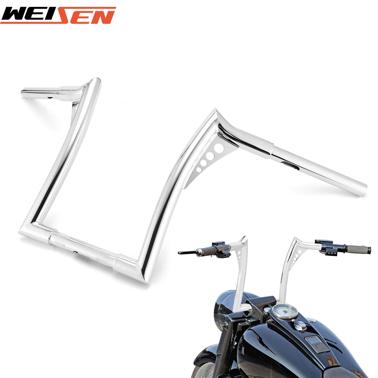 

Motorcycle 12" Rise Ape Hanger Bar-Sharp Handlebar for 1994+ Harley Touring Road King/Road Glide Sportster Softail 883 1200 Dyna