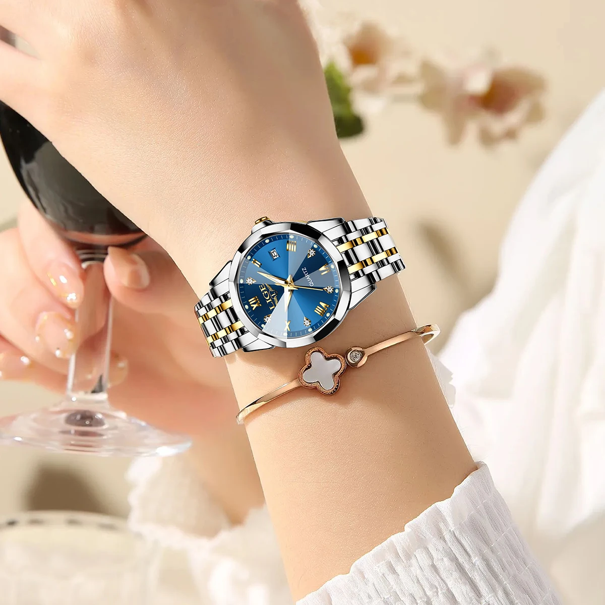 Reloj LIGE elegante de lujo para mujer, Reloj luminoso resistente al agua con fecha para mujer, relojes de cuarzo de acero inoxidable para mujer, Reloj para chica