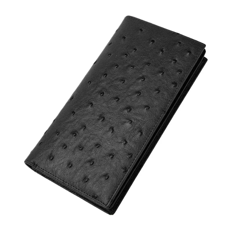

2025 New Fashion Business Men's Ostrich Skin Genuine Leather Wallets Long Organizer Wallet Boy Brand Luxury Card Holder Purse