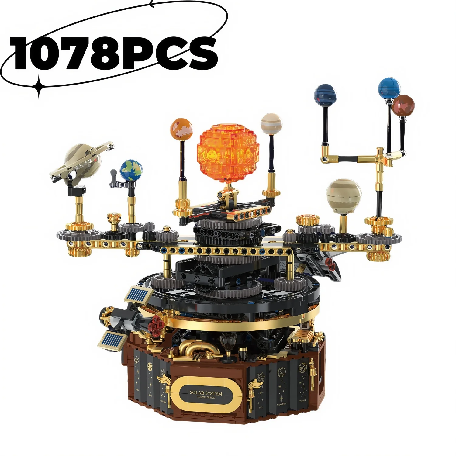 

1078 шт., креативный MOC STEM, электрическая вращающаяся Вселенная, электрическая солнечная система, свет, строительные блоки, кирпичи, игрушки для детей, подарки