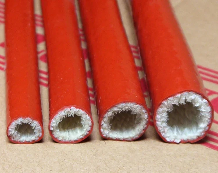 4~100mm High Temperature Fire Retardant Fiberglass Tube Silicone Resin Coated Glass Fiber Casing Pipe Fireproof Cable Protector