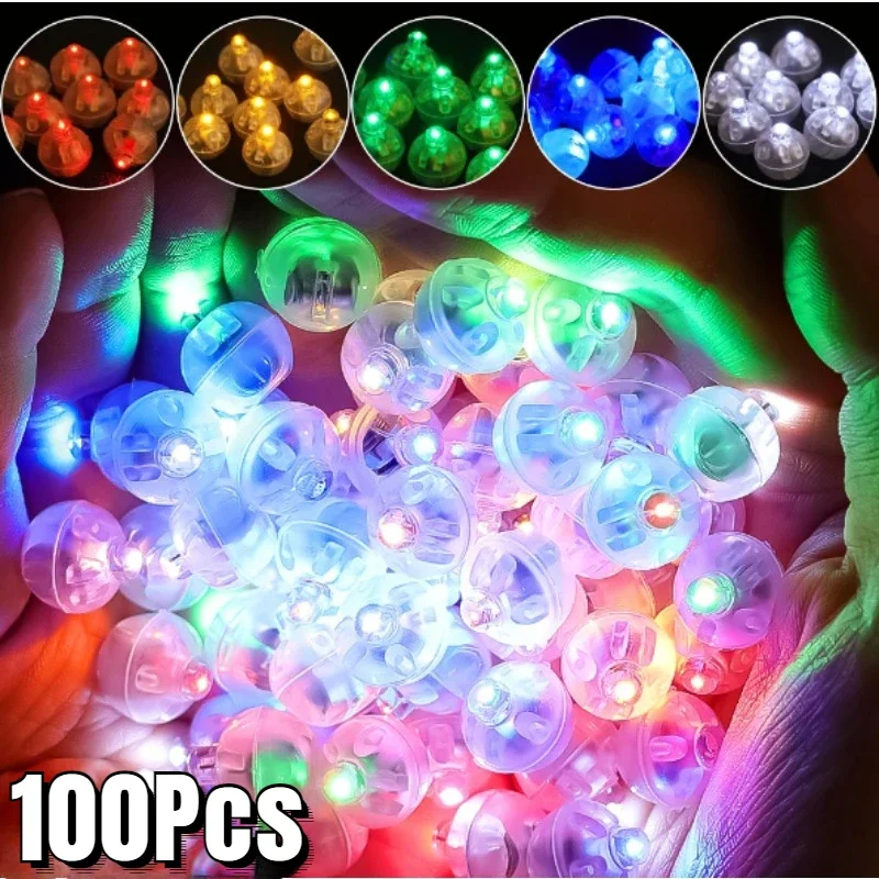 100/10Pcs LED Balloon Light Mini Colorful Flashing Luminous Tumbler Ball Lamp Lantern Light Christmas Wedding Party Decorations